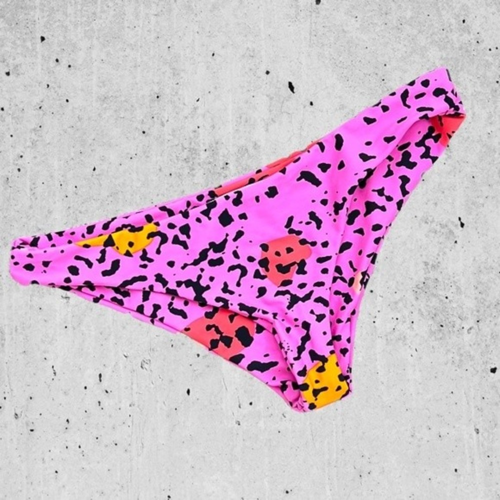 Beach Riot Pink & Orange Leopard Swim Bottoms Size Small